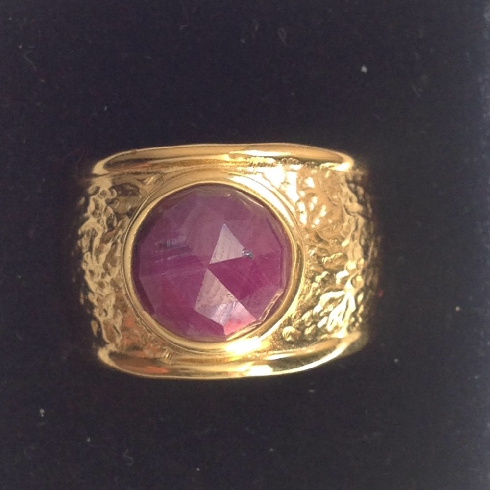 18K gold & ruby bonded with silver ring